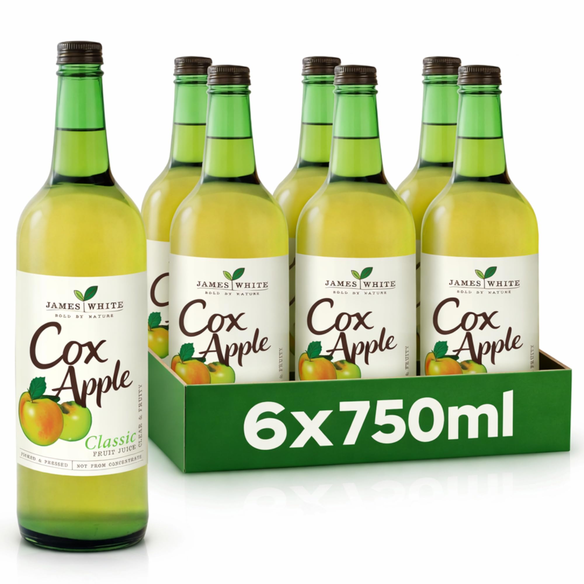 James White Classic Cox Apple Juice - Vegan - No Added Sugar - Picked and Pressed (Pack of 6x750ml)