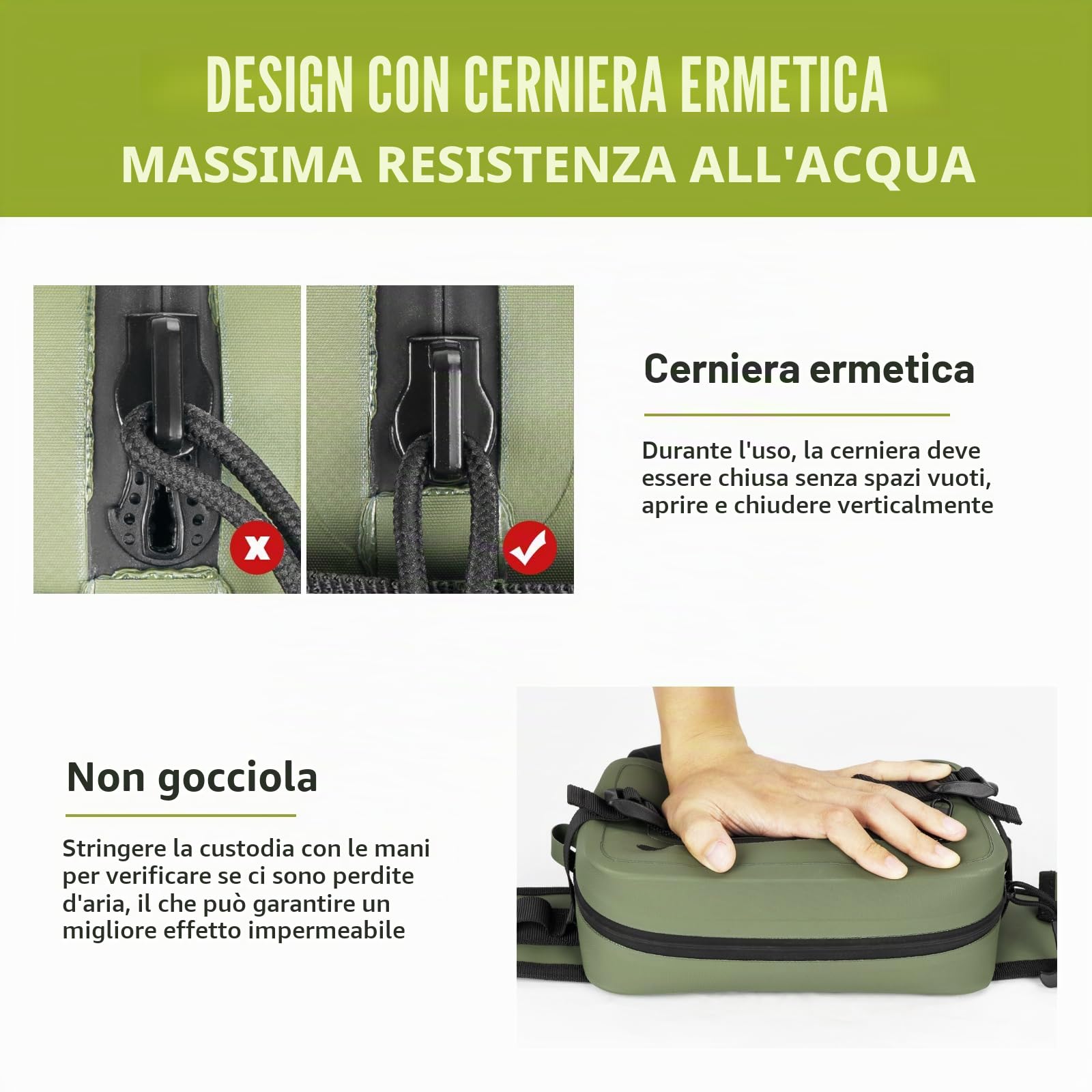 THKFISH Marsupio impermeabile per attrezzatura da pesca, con chiusura ermetica con cerniera, IPX8, impermeabile, con cinghia regolabile, per pesca a mosca, kayak