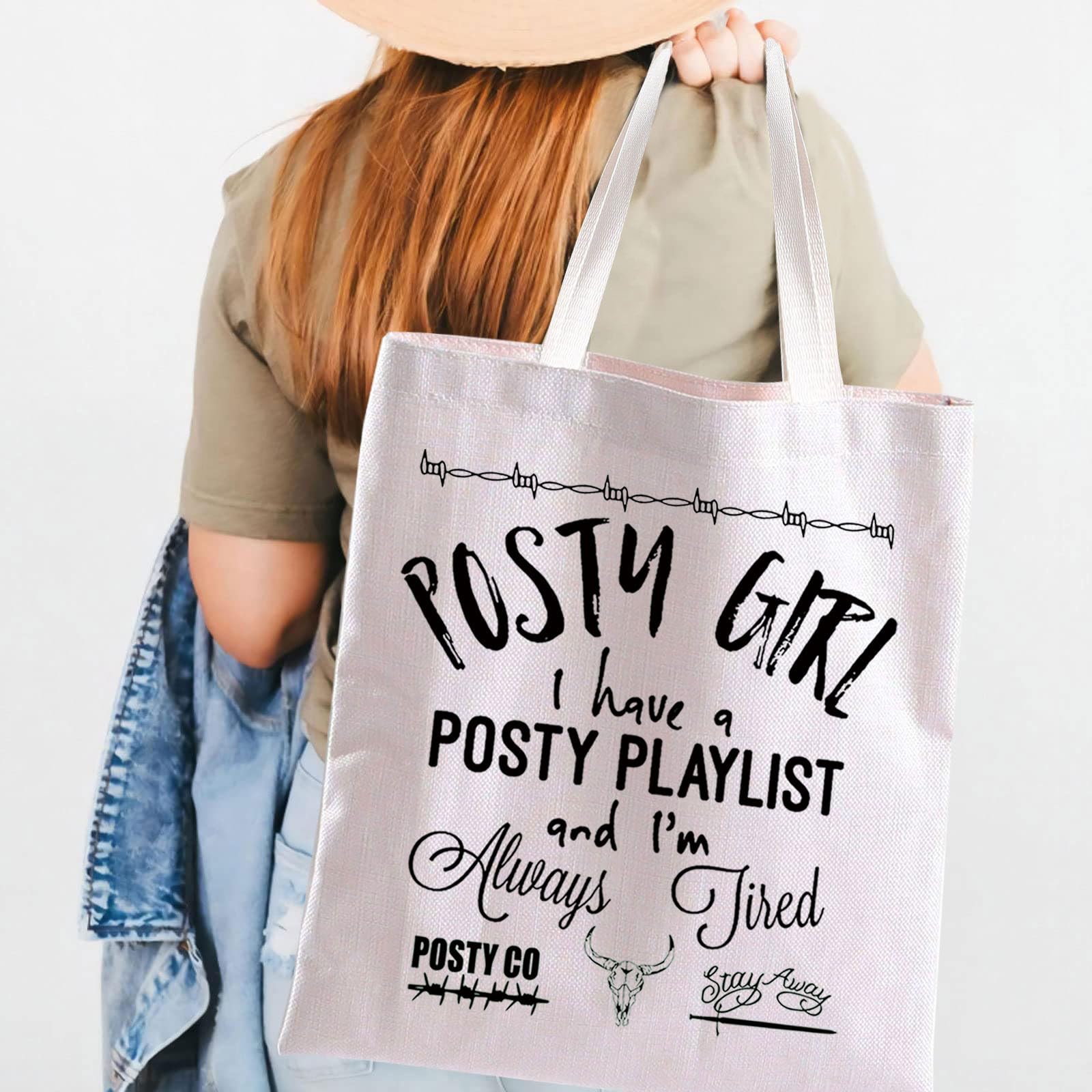AKTAP Singer Malone Tote Bag Singer Fan Gift Posty Mom I Have A Posty Playlist And I'm Always Tired Singer Merchandise Cowboy Gift (TB - Image 4