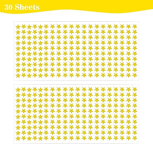 Miniatura 3 de 1800 calcomanías de estrellas holográficas doradas para recompensas infantiles, planificador escolar, tabla de comportamiento, suministros para