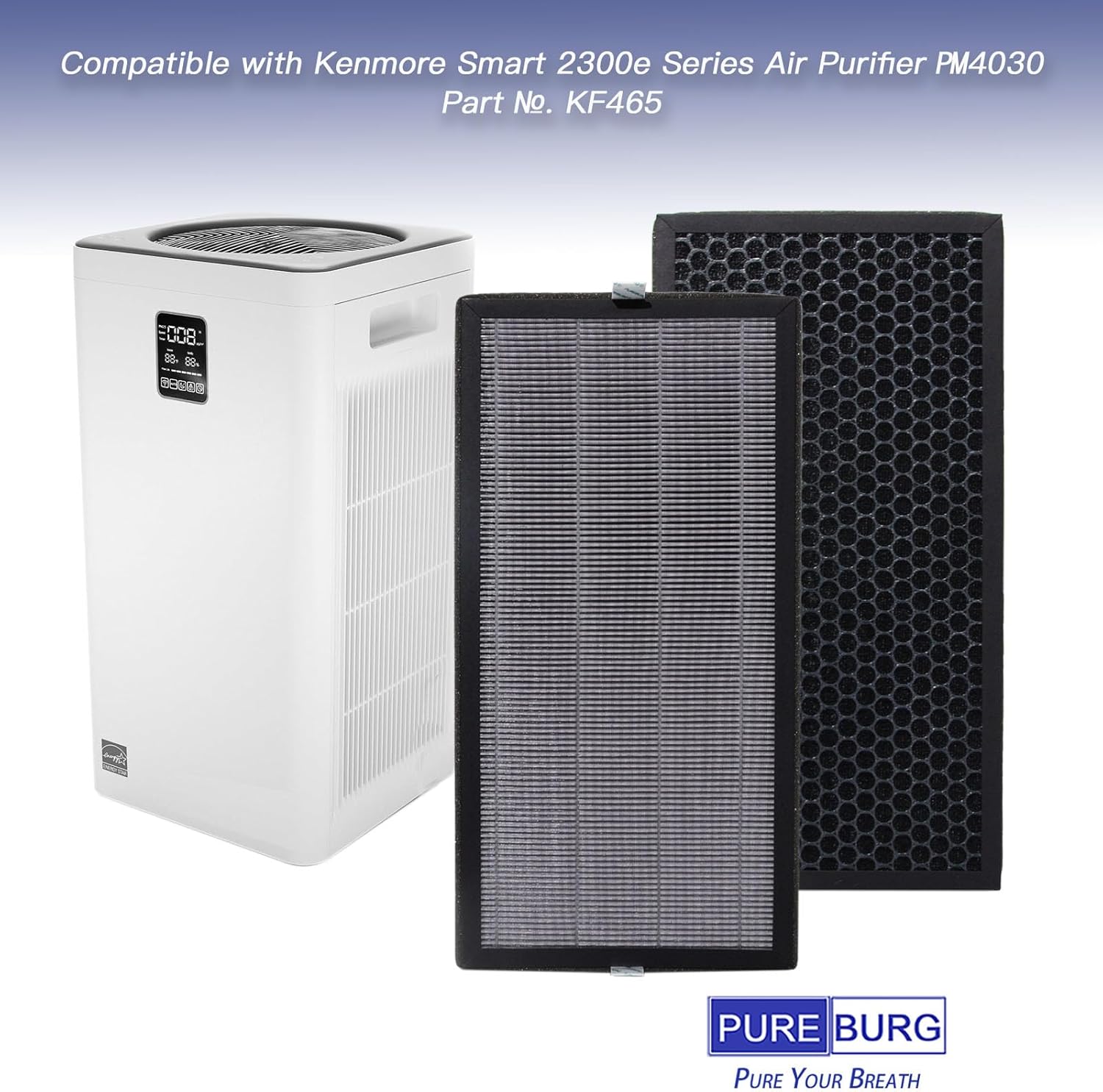 PUREBURG KF465 Replacecment Filter Set Compatible with Kenmore SMART 2300e Series PM4030 Air Purifier,2 Set (4 Filters) H13 HEPA Activated Carbon 3-Stage Filtration - Image 2