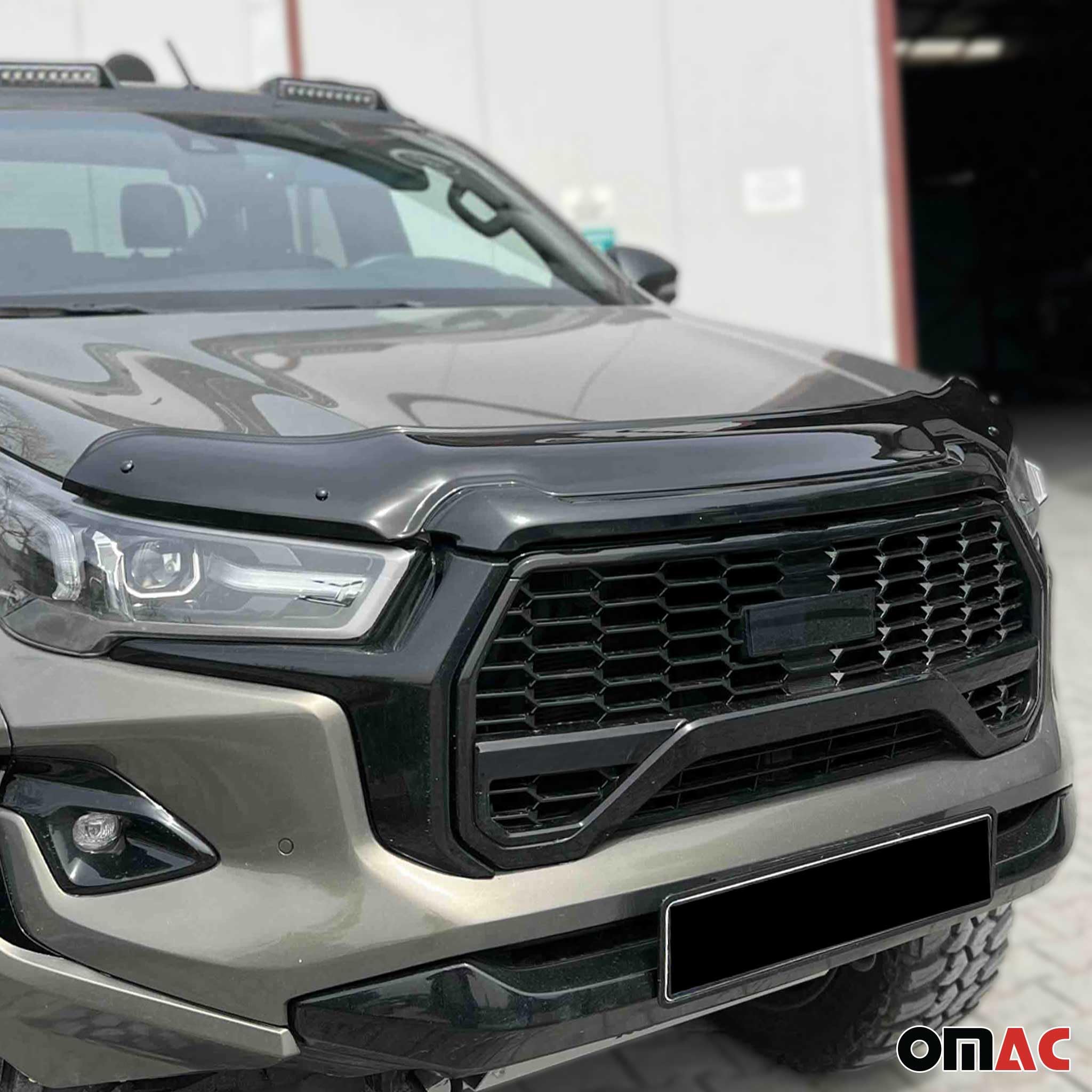 OMAC Motorhaube Deflektor Insekten Steinschlagschutz kompatibel mit Toyota Hilux VIII 2021-2026 Facelift ABS
