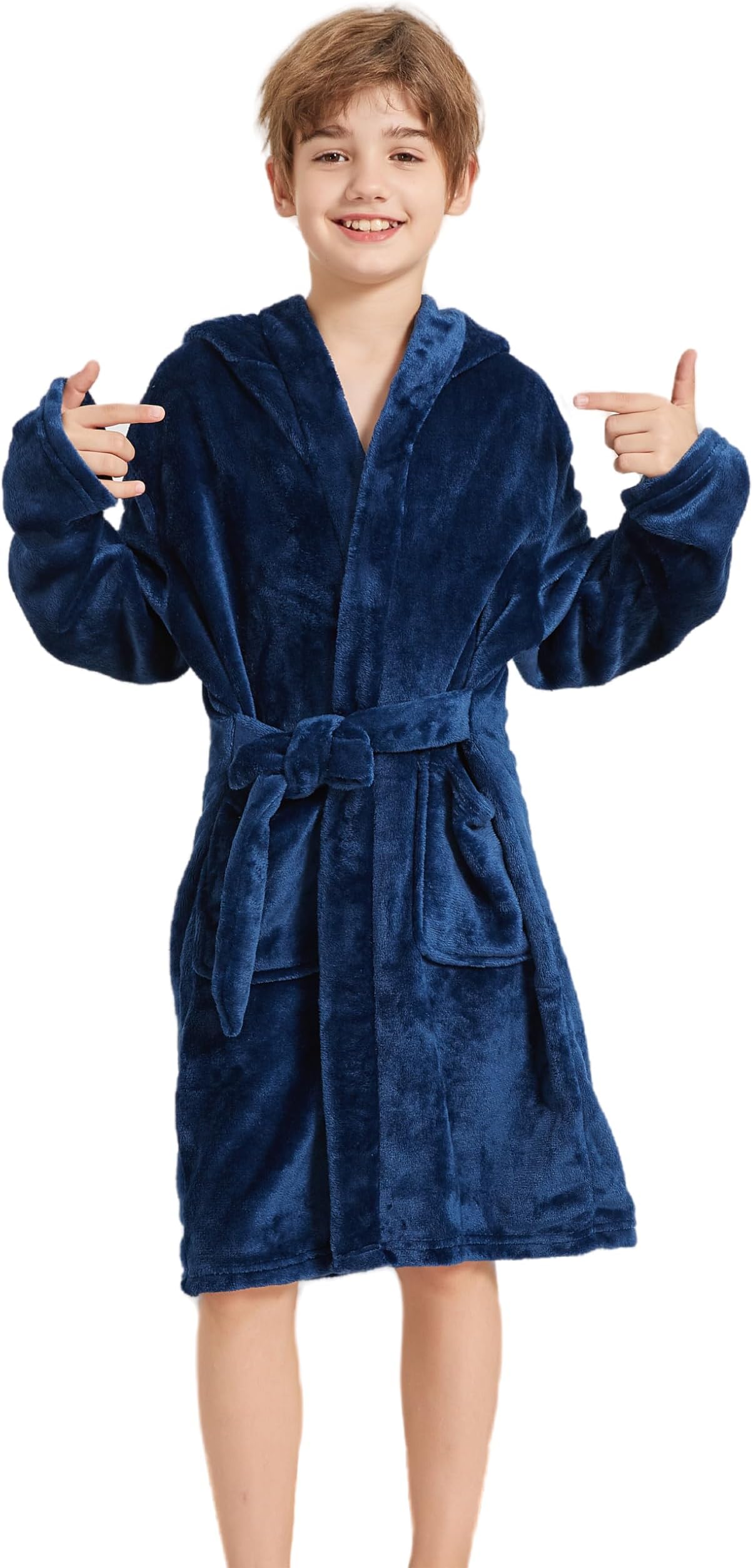 Boys Soft Fleece Robes Plush Hooded Bathrobes Sleepwear for Kids 1-16 Years