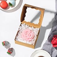 Vista 6 de RomanticBaking 50 cajas de trufas de chocolate para 4 unidades, mini cajas de panadería con ventana para brownie, galletas, jabón, donas, macarrones