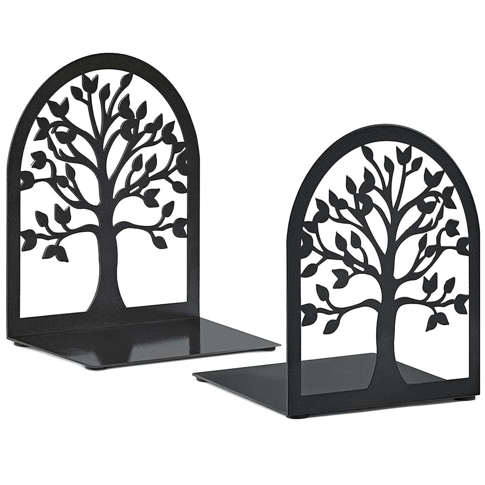 X spring Metal Book Ends, 2 Pcs Non Skid Heavy Duty Bookend, Tree Design Modern Book Holder for Shelves, Rustproof Book Ends Supports Shelves for Decorating Home, Office, Student Gift