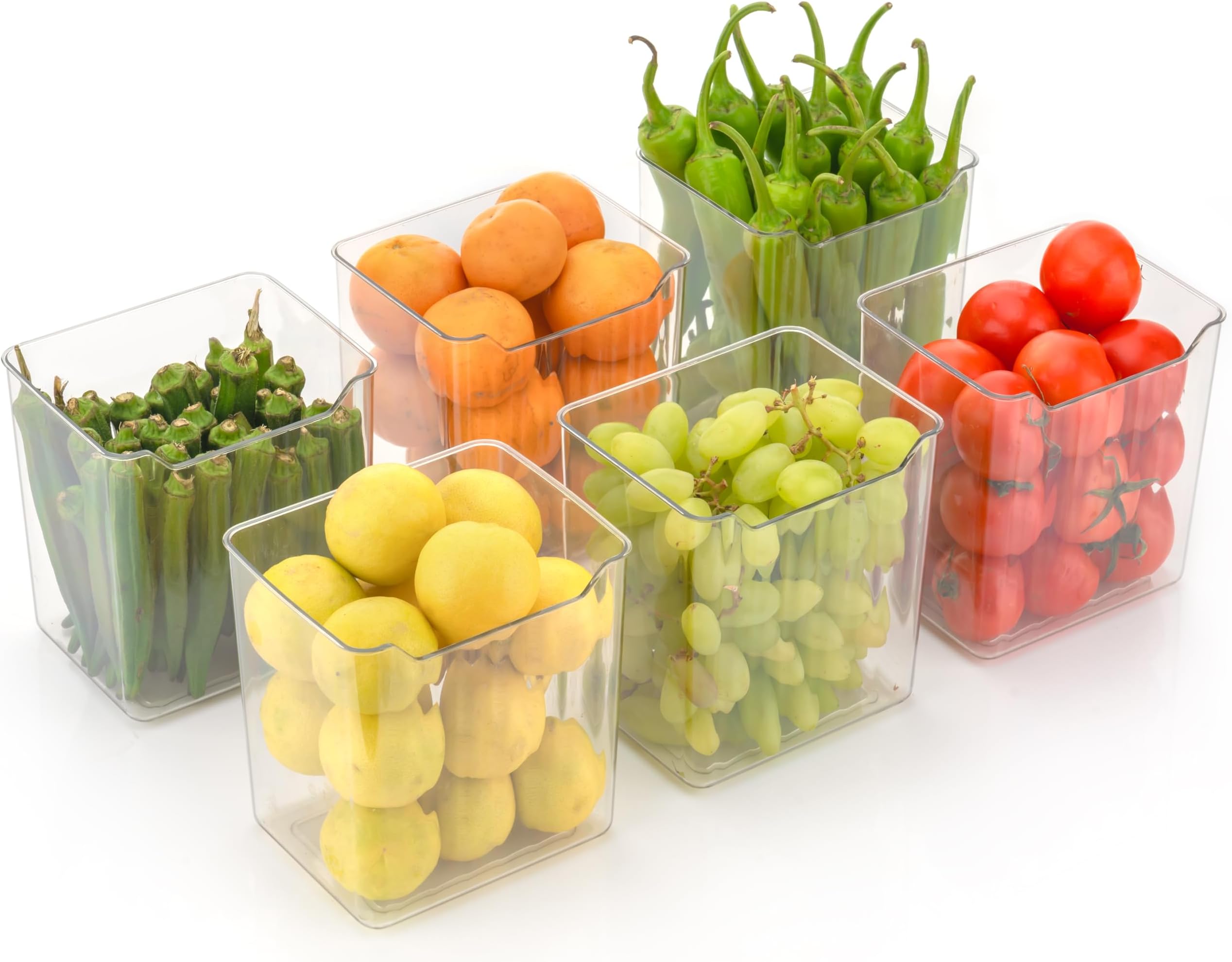 Clazkit Plastic Fridge Storage Boxes Multipurpose Containers For Storage Space-Saving Refrigerator Side Door Organizer For Fridge Kitchen Bathroom Stationery Toiletries- Transparent Set Of 6
