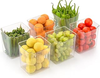 Clazkit fridge storage boxes multipurpose containers for storage Space-saving Refrigerator Side Door Organizer for fridge kitchen bathroom stationery toiletries- transparent set of 6