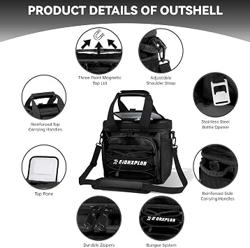 MORXPLOR Golf Cart Cooler with Magnetic Lid,12-Can Insulated Soft Cooler Bag with 3 Ice Packs,and Multi-Pockets for Accessories,Fits on Golf Push Cart with Adjustable Shoulder Strap