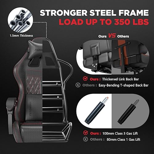 Miniatura 6 de Ferghana Silla de juegos con piel sintética vintage, silla de jugador de respaldo alto con masaje, silla ergonómica de computadora de oficina con