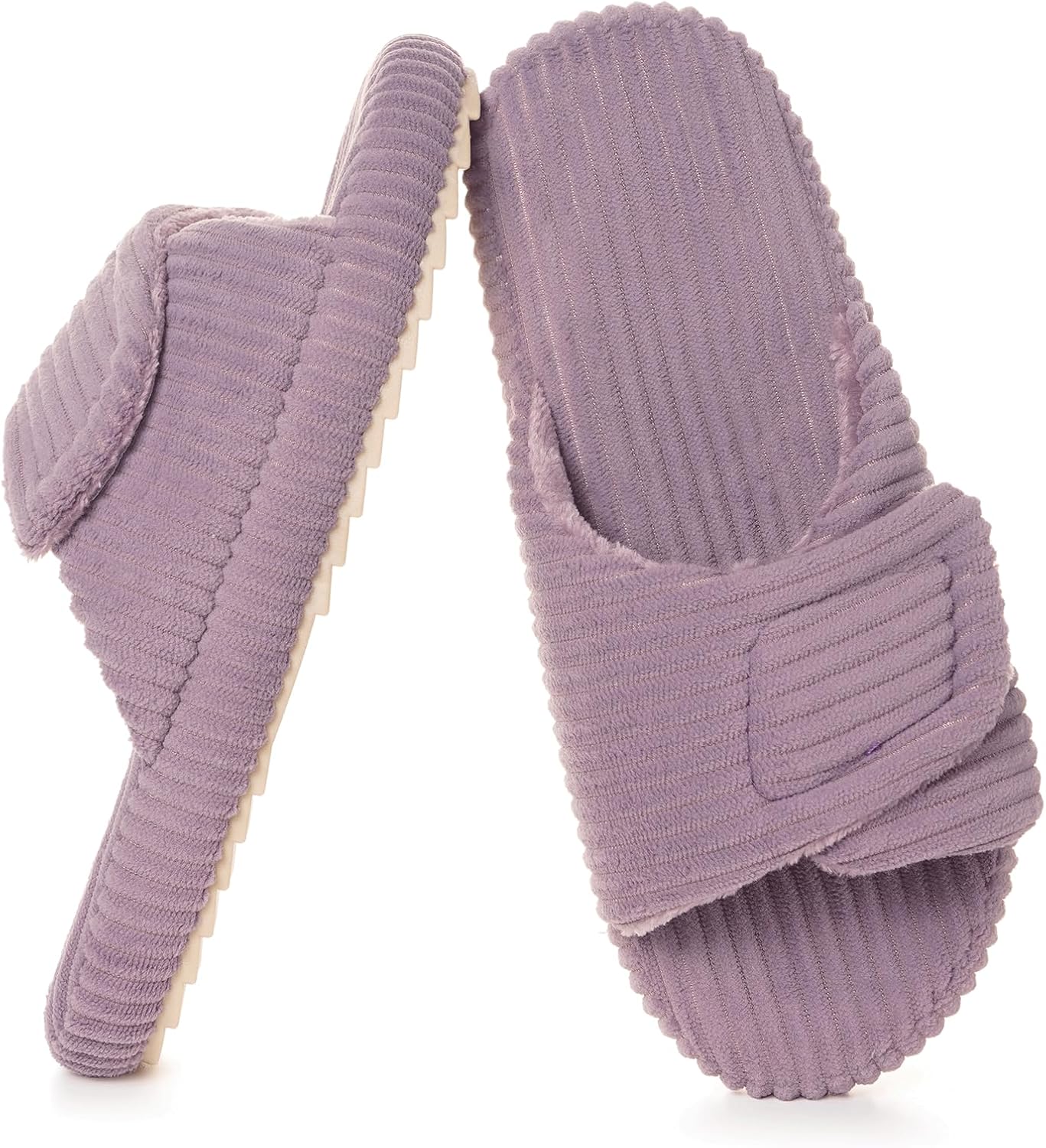 Dokela Women's Orthopedic Slippers with Arch Support Comfy Adjustable Memory Foam Open Toe House Slippers Bedroom Shoes for Plantar Fasciitis Indoor Outdoor