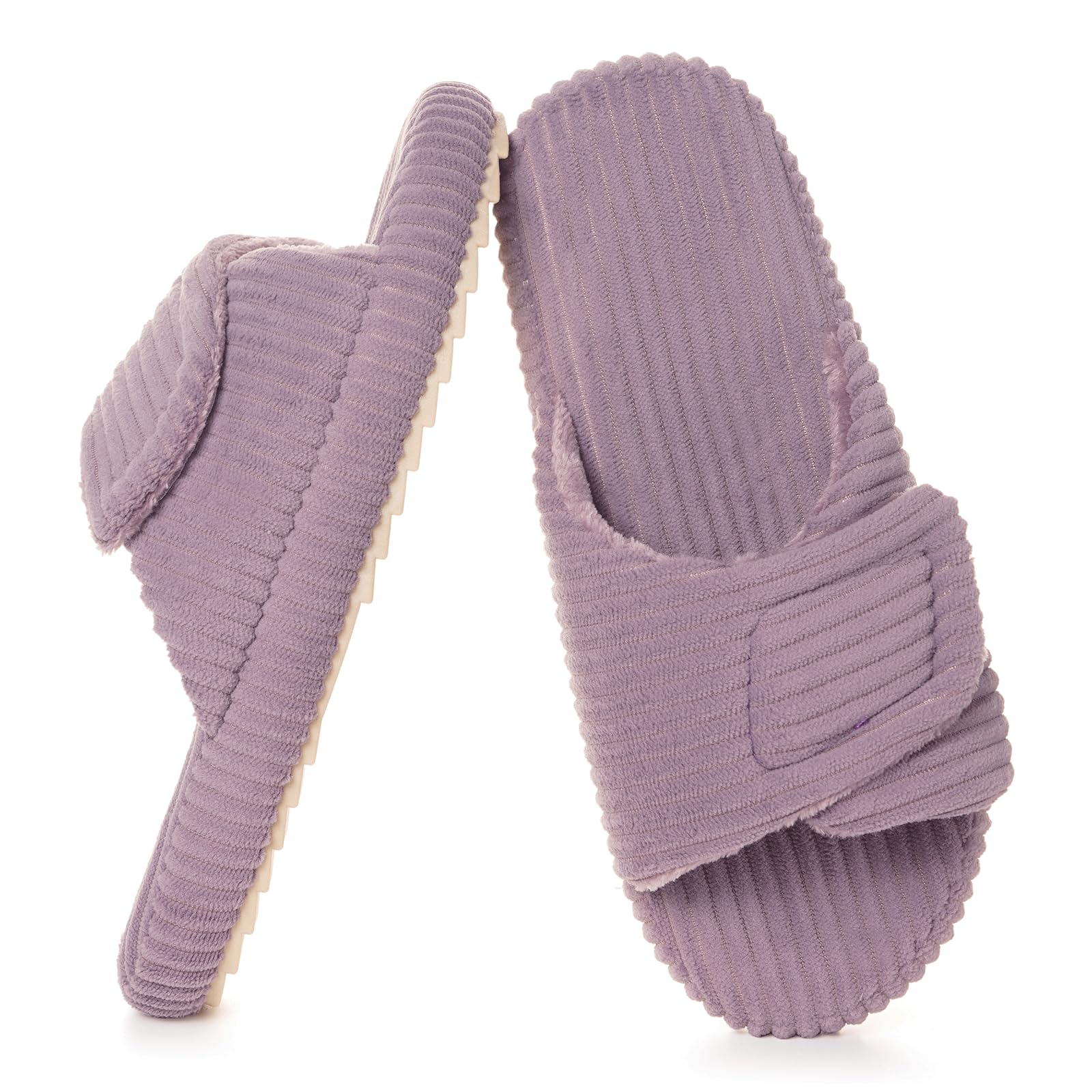 Women's Orthopedic Slippers with Arch Support Comfy Adjustable Memory Foam Open Toe House Slippers Bedroom Shoes for Plantar Fasciitis Indoor Outdoor