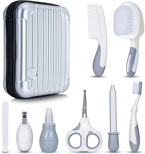 Little Angel Kit de cuidado de la salud y aseo del bebé, juego de cuidado de seguridad para recién nacidos, con peine de cepillo de pelo, cortaúñas,