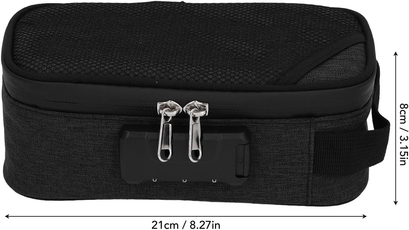 Diydeg Smell Proof Bag, Activated Carbon Fiber Smell Proof Container with Code Lock, Portable Air Purifying Odor Proof Bags Organizer Case Odorless Gifts for Home Travel Women Men (Black)