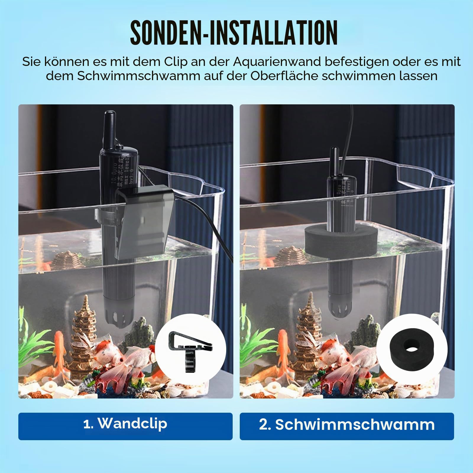 TEKCOPLUS Digitales pH-Messgerät, WLAN, Wasserqualitätsmonitor mit Sonde für Aquarien, Hydrokultur, Schwimmbäder, Teiche, Laboratorien, 8-in-1, misst pH Temp TDS EC Salzgehalt ORP SG