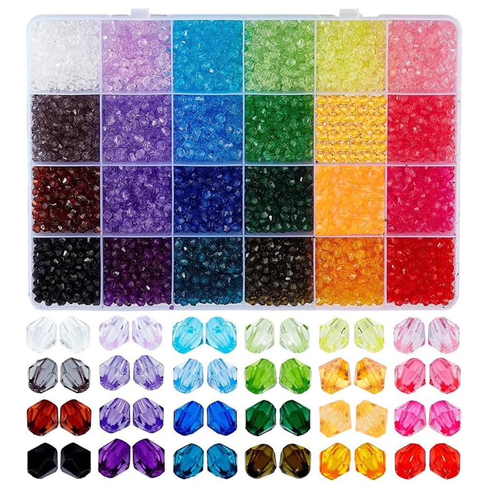 Perles bicônes en acrylique légères de 4 mm pour éviter les bijoux trop lourds