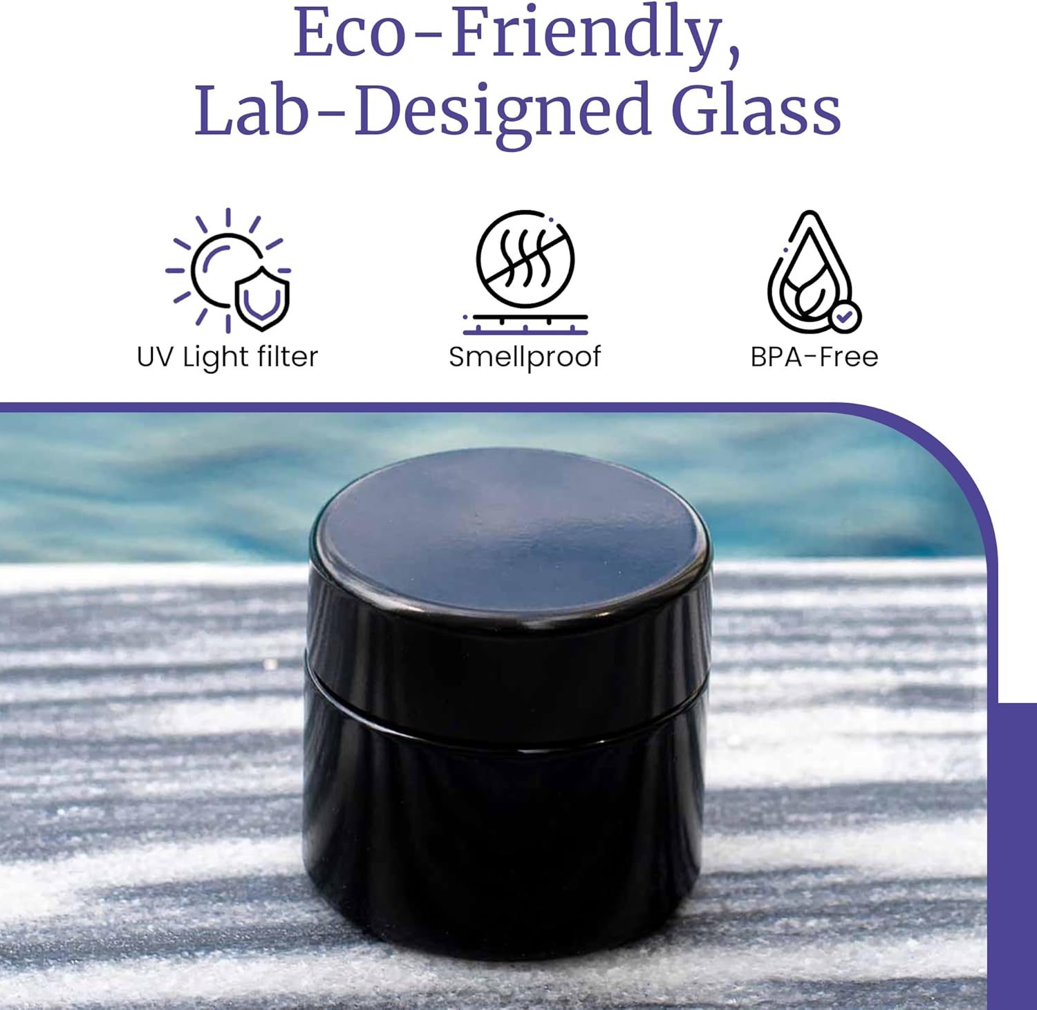 Infinity Jars 50 ml (1.7 fl oz) Black Ultraviolet Glass Cosmetic Jar with Screw Top Lid – Airtight UV-Blocking Refillable Container for Creams, Balms, Salves, Herbs & Essential Oils 3 Pack