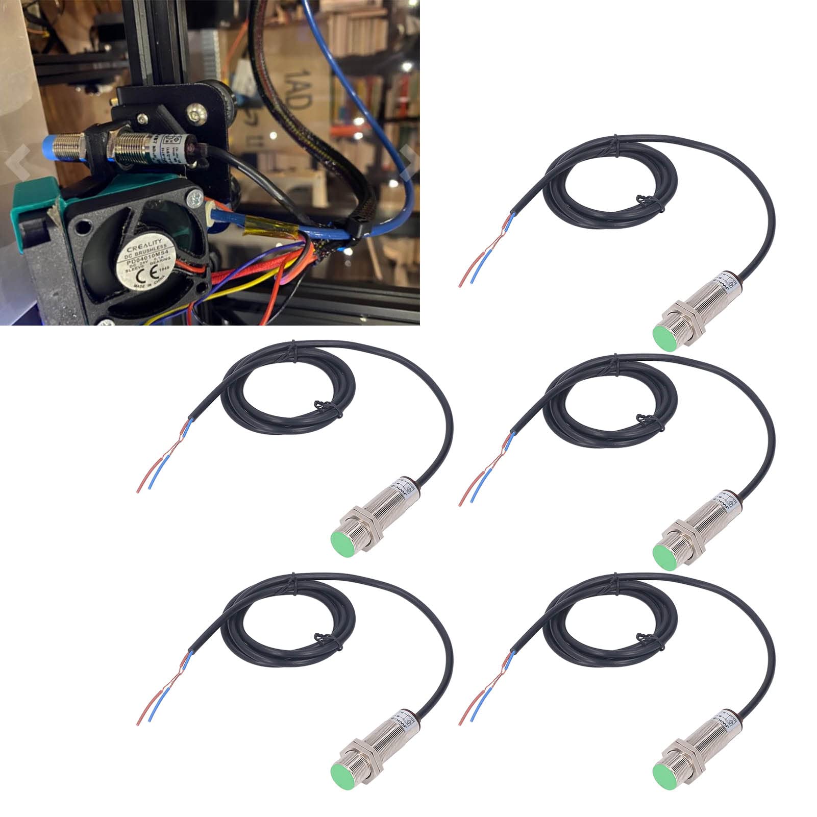 5PCS Interruptor de Sensor de proximidad 2 Cables Normalmente Abierto NO Interruptor de acercamiento inductivo 150 Hz 0 V a 250 V CA CC 400 mA 10 mm / 0,39 Pulgadas Distancia de