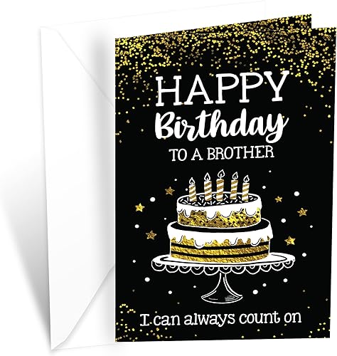 Prime Greetings Brother - Tarjeta de cumpleaños hecha en Estados Unidos, ecológica, tarjeta gruesa con sobre de alta calidad de 5 x 7.75 pulgadas,