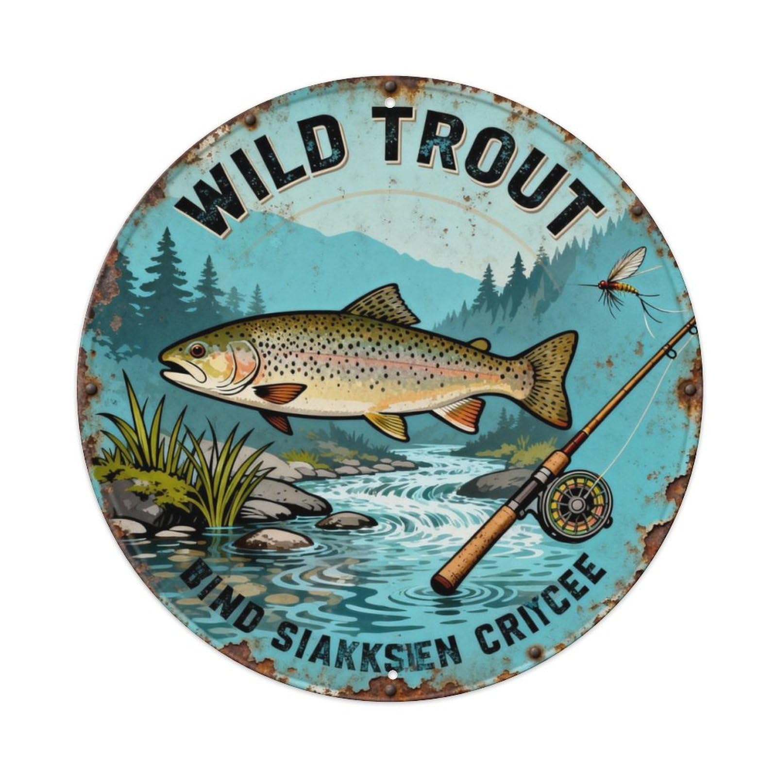 WILD TROUT Metal Tin Sign Plaque