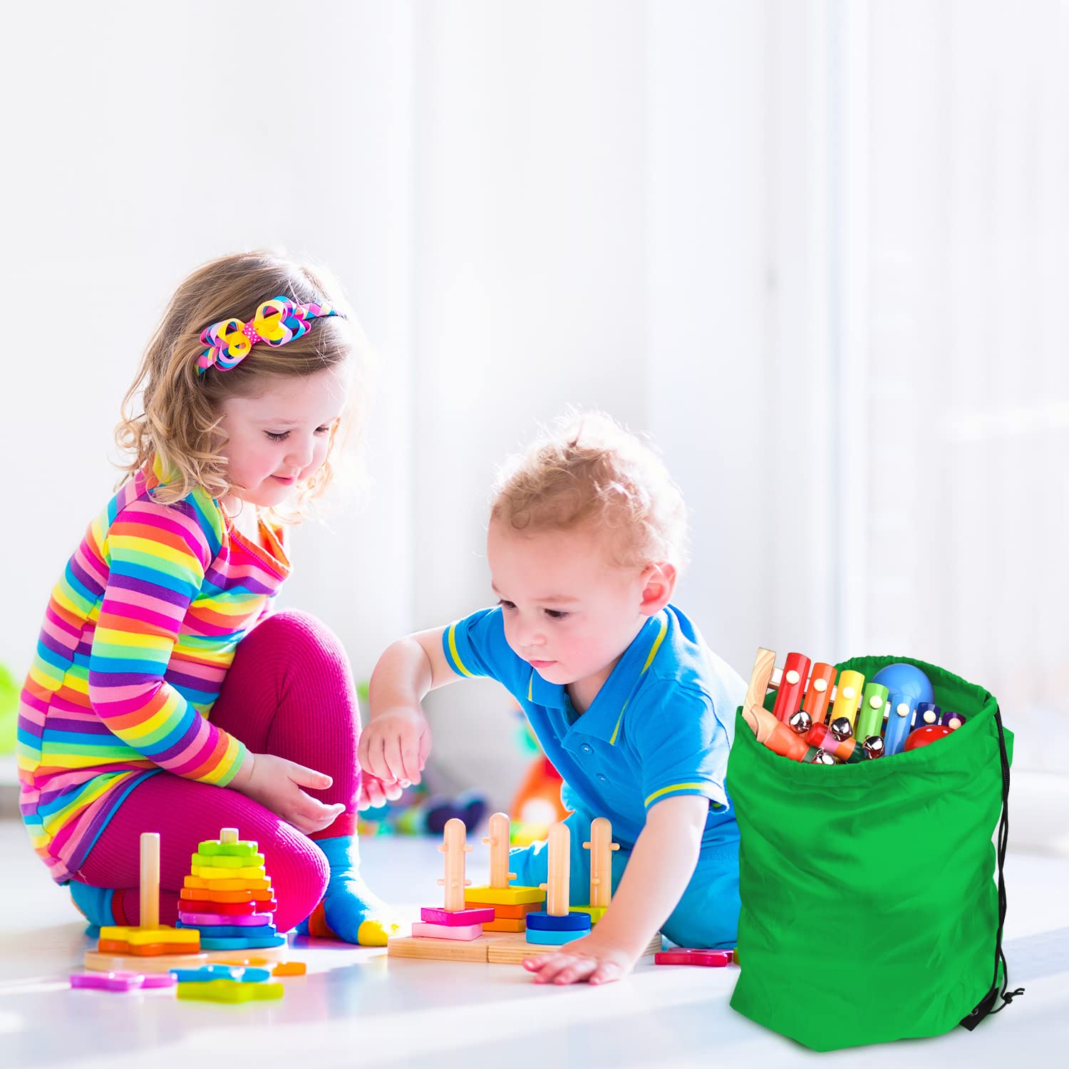 KUUQA Mochila con cordón, bolsas de almacenamiento para deportes, gimnasio, viajes, Verde, 15.7"*13.4", Moderno