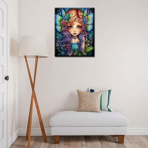 Miniatura 9 de Tucocoo Nature Girl - Kit de pintura por números con pinceles y pigmento acrílico sobre lienzo para adultos, diseño de mariposas y flores, para