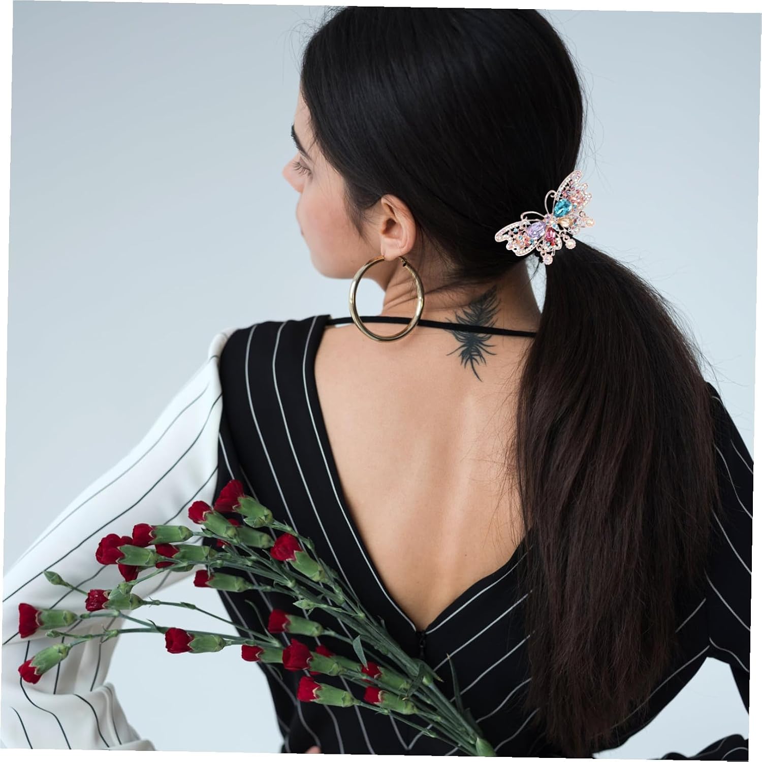 2pcs Crystal Butterfly Spring Hair Clips for Medium and Thick Hair, Colorful Ponytail Holders Women’s Fashion Barrettes Accessories image 5