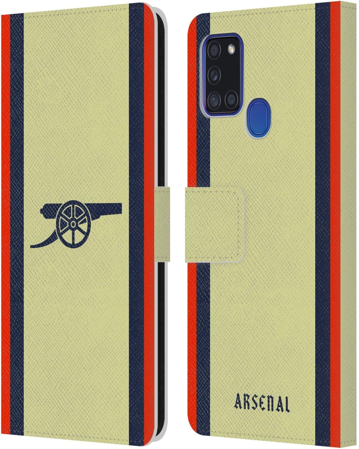 Head Case Designs Officially Licensed Arsenal FC Away 2021/22 Crest Kit Leather Wallet Case Compatible with Samsung Galaxy A21s (2020)