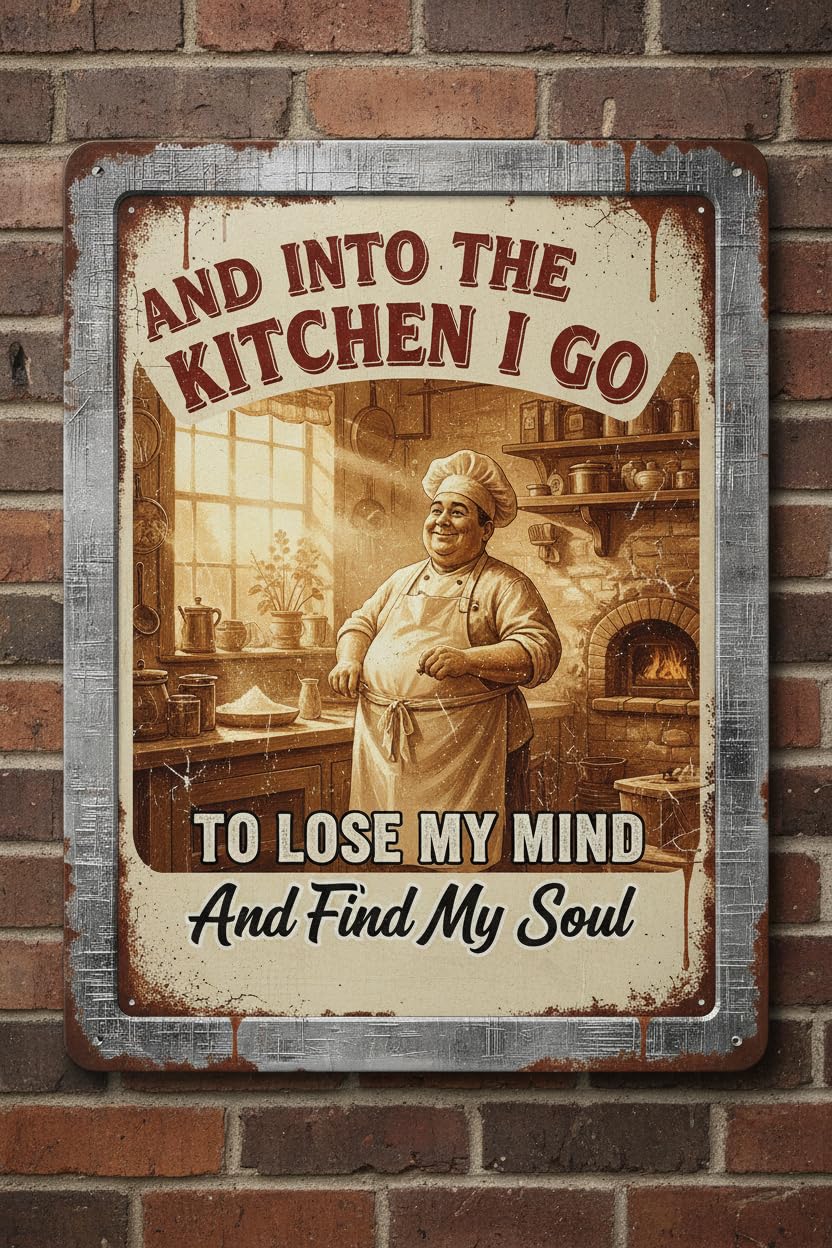 Into The Kitchen Lose My Mind Find My Soul Tin Sign, 8x12 Inch