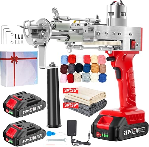 BESGEER 2023 - Kit de pistola de acolchonamiento de alfombra inalámbrica, kit de arranque de pistola de acolchonamiento con 2 baterías de 2.0Ah,