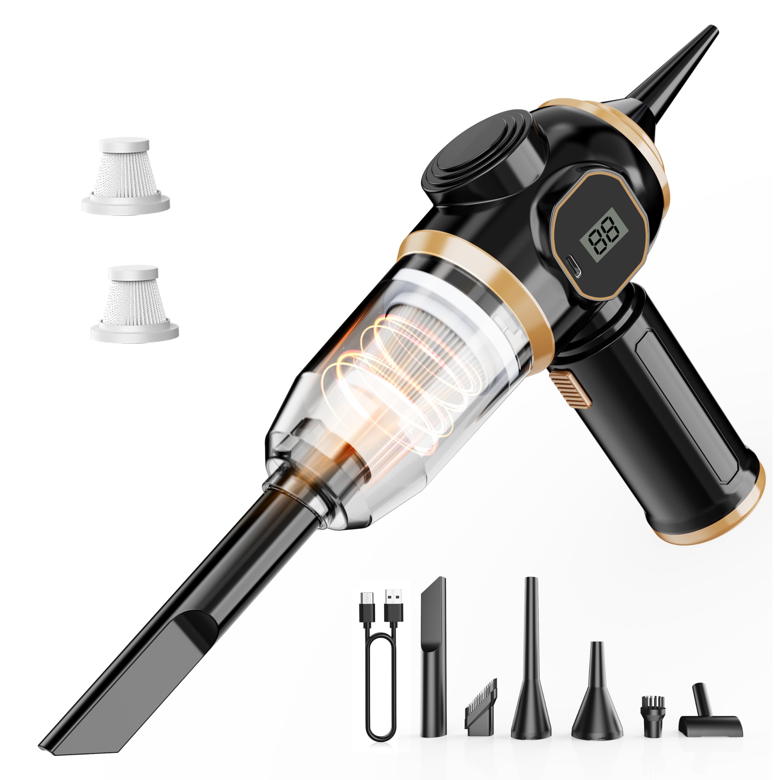Brushless Motor Portable Cordless Car Vacuum Cleaner – 25000 Pa High Power, LCD Display, Rechargeable Handheld Vacuum for Car, Home, Office | Efficiently Removes Pet Hair, Sofa Dust & Keyboard Crumbs-image-33
