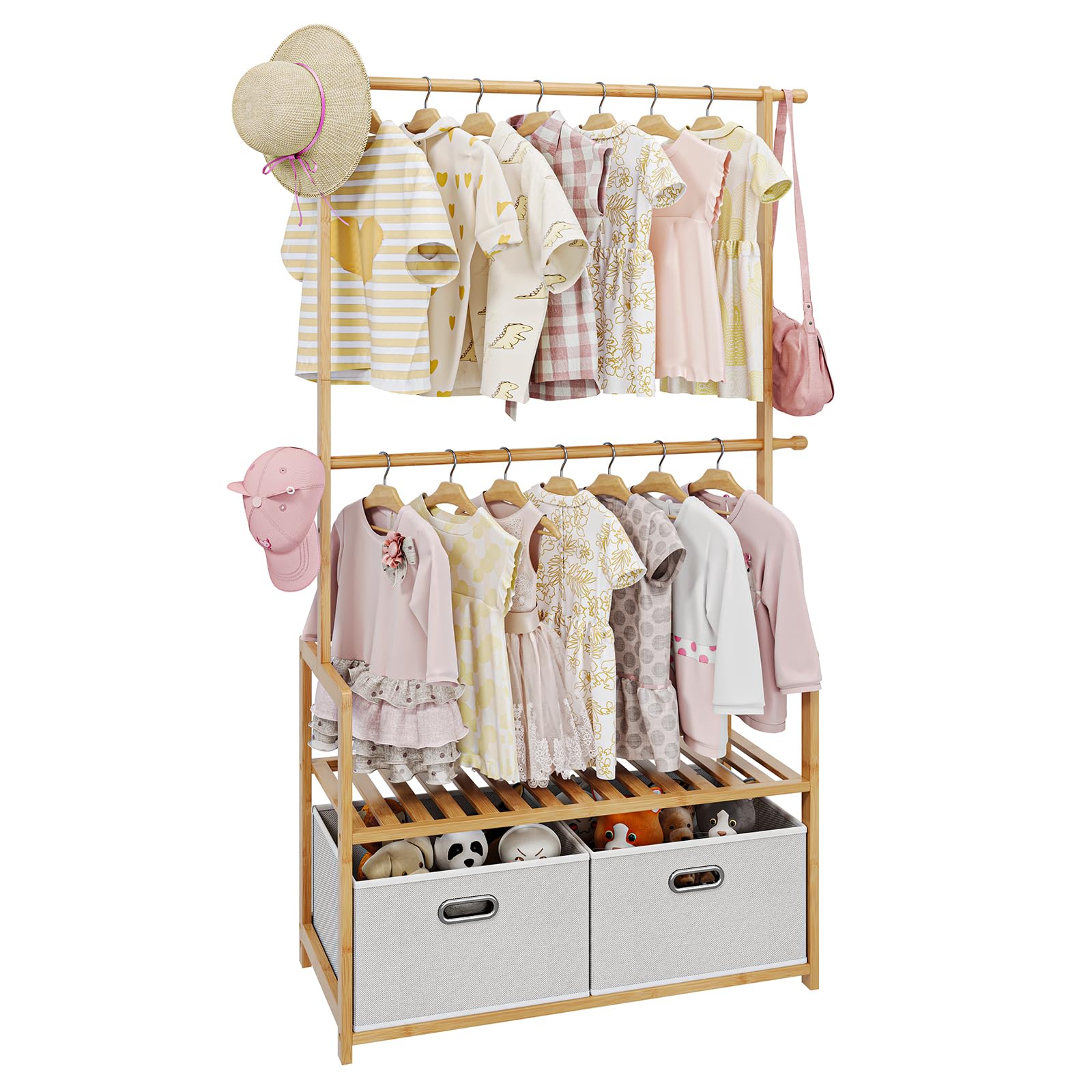 Porte-manteaux en bambou stable et anti-basculement pour chambre