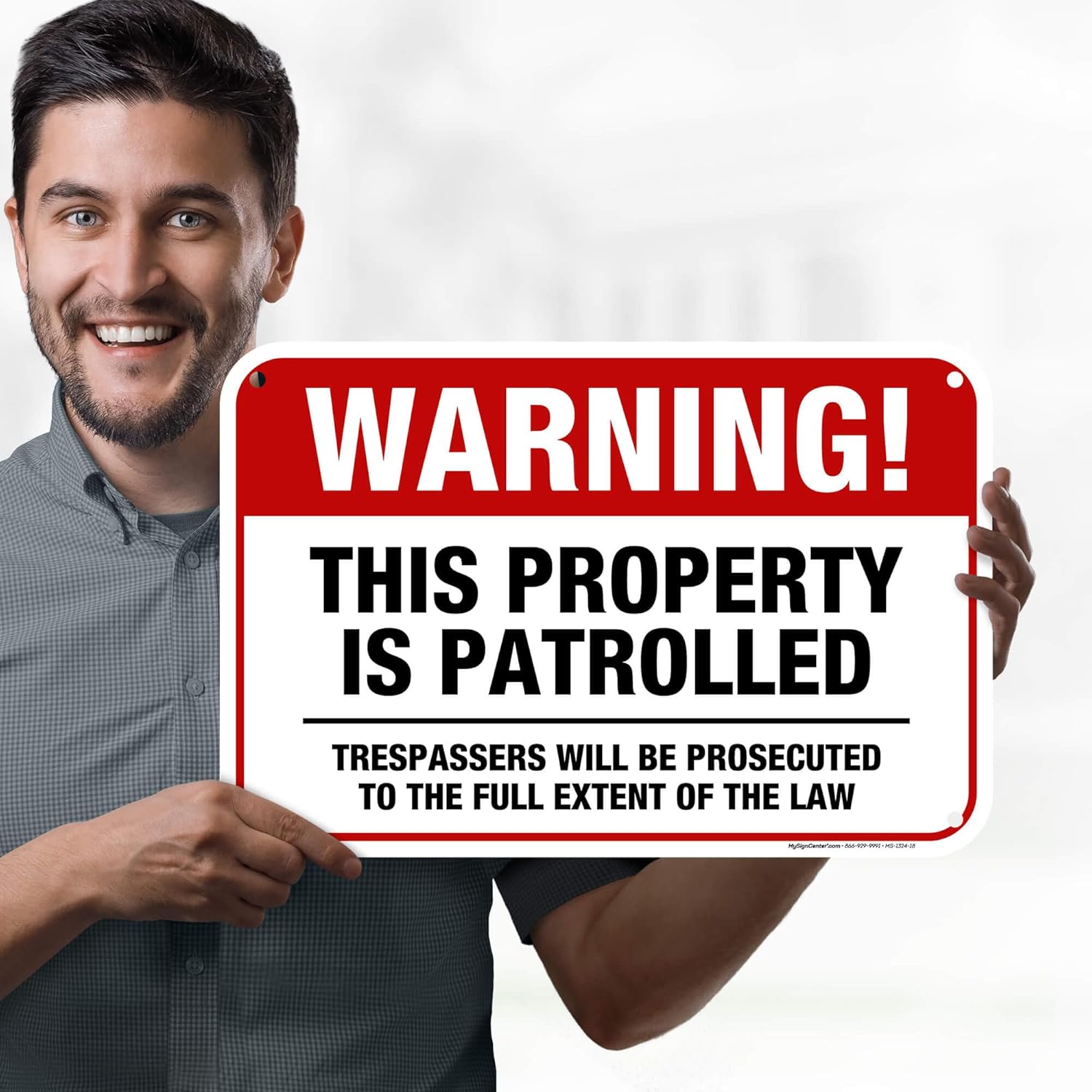 Warning This Property Is Patrolled Trespassers Will Be Prosecuted to The Full Extent of The Law Sign, 12x18 Inches, 55 mil thick HDPE (high density polyethylene), Made in USA by My Sign Center