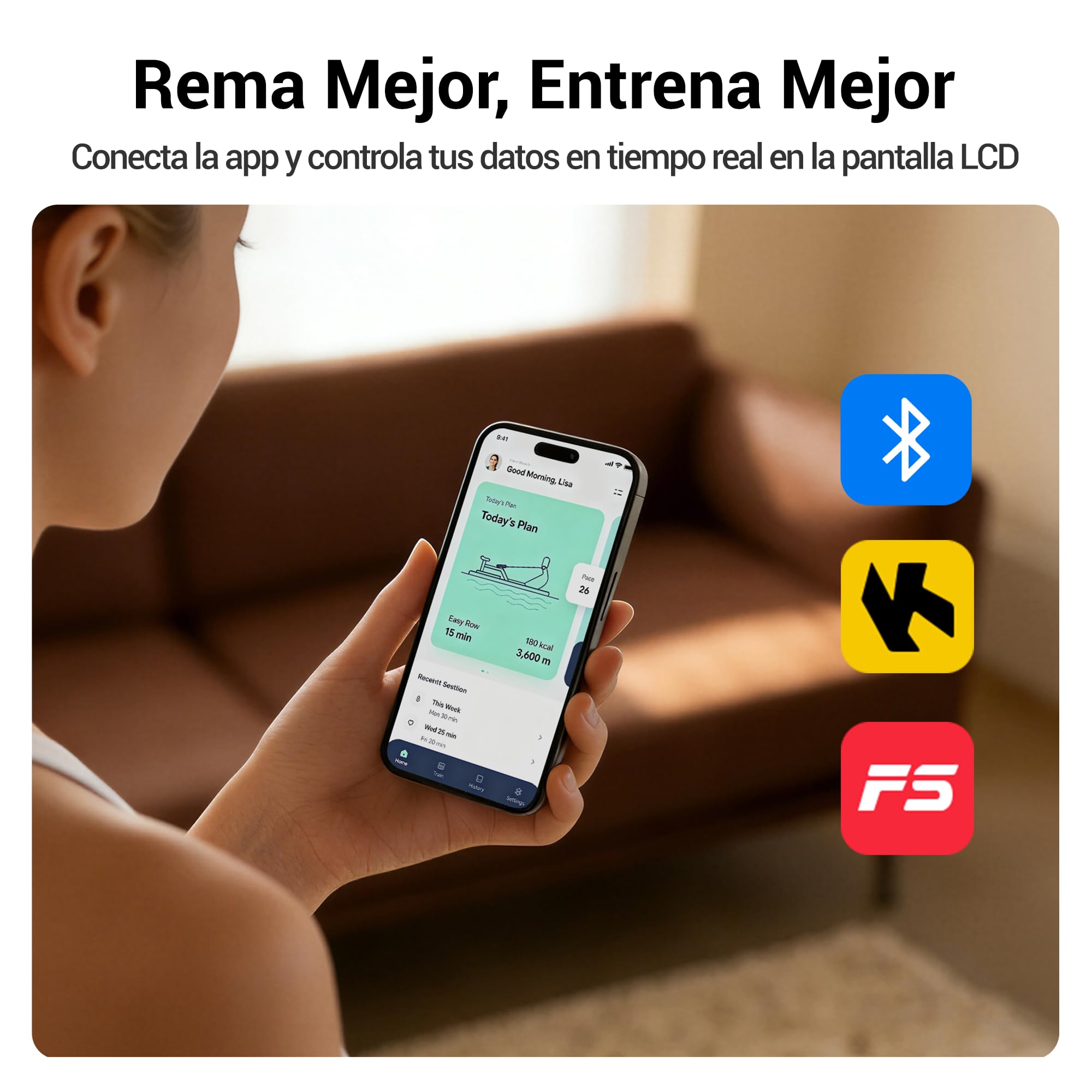 UMAY Máquina de Remo para Casa, 16 Niveles de Resistencia,con App