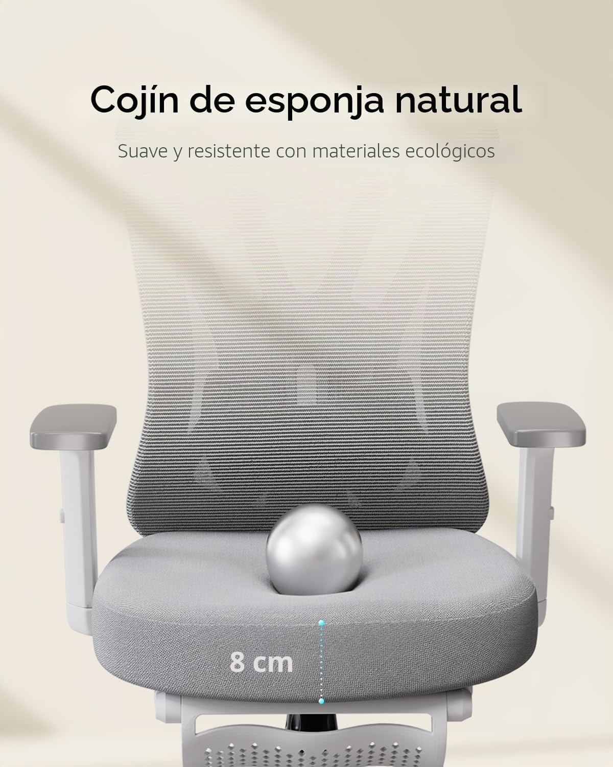 Hbada P5 Silla de Oficina ergonómica con Soporte Lumbar Ajustable, cojín elástico Transpirable, reposabrazos Ajustables y reposacabezas, Reposapiés Integrado, Negro (Aluminium, Blanco)