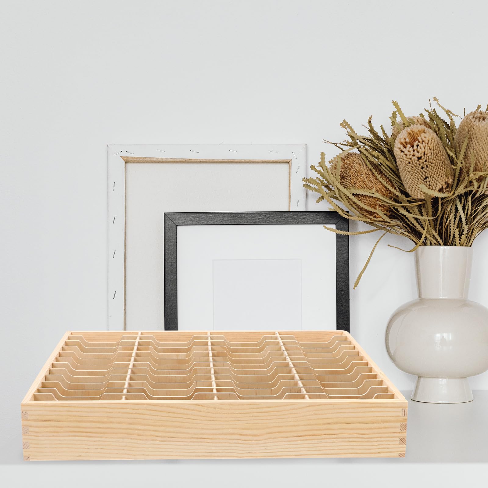 Soporte de Madera Maciza para Teléfono Móvil de Mesa Múltiples Compartimentos, Caja Organizadora para 48 Teléfonos, Organizador para Aula y Oficina, Almacenamiento Seguro