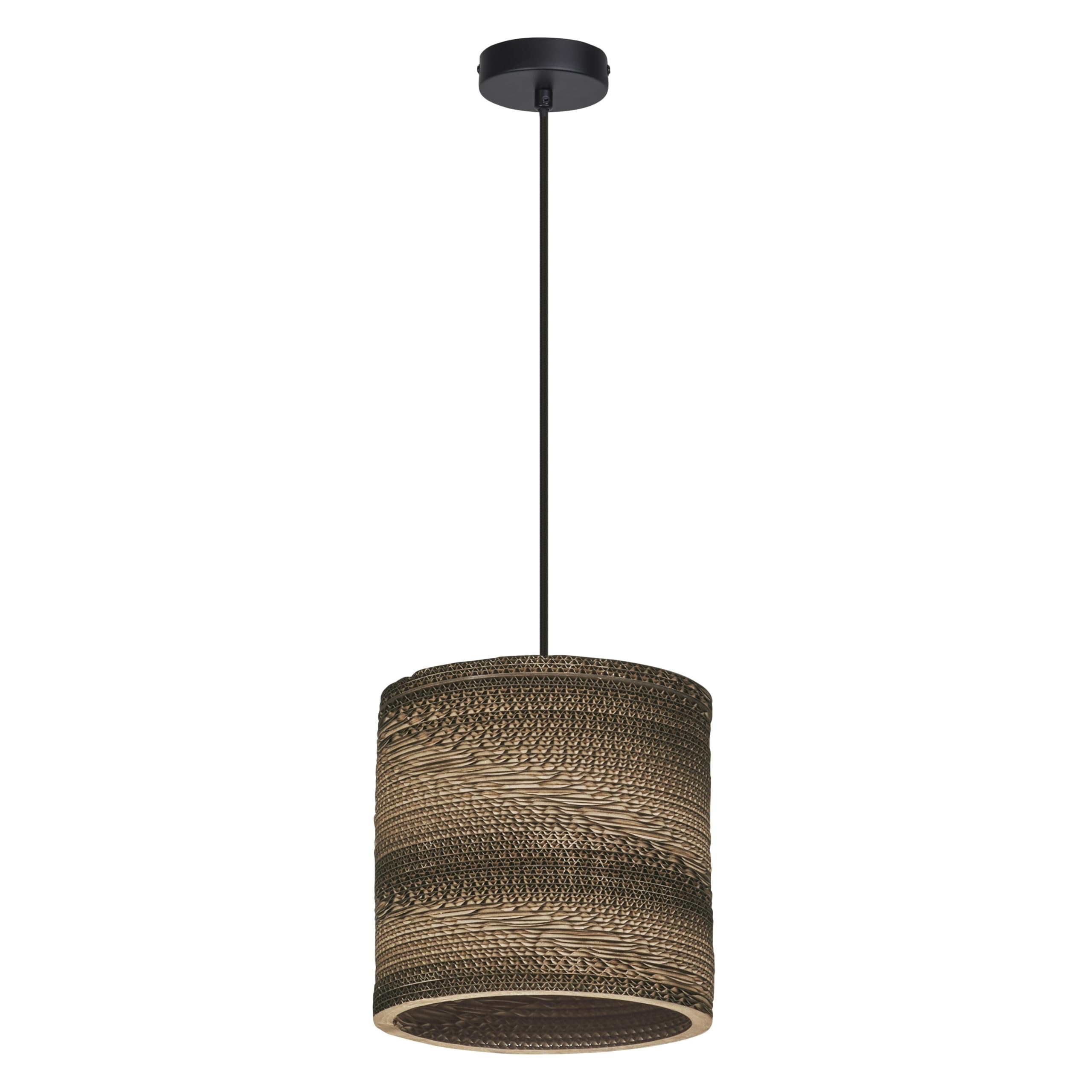 OSRAM Brown Decor Cardboard Cylinder Pendant luminaire, Corrugated Board, E27, 250 mm Diameter, Recycled Material lampshade, Sustainable Thanks to Replaceable Light Source, Simple Installation