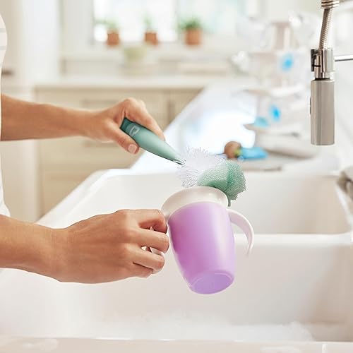 Miniatura 4 de Munchkin Sponge Cepillo para botellas, diseño moderno, paquete de 2, salvia