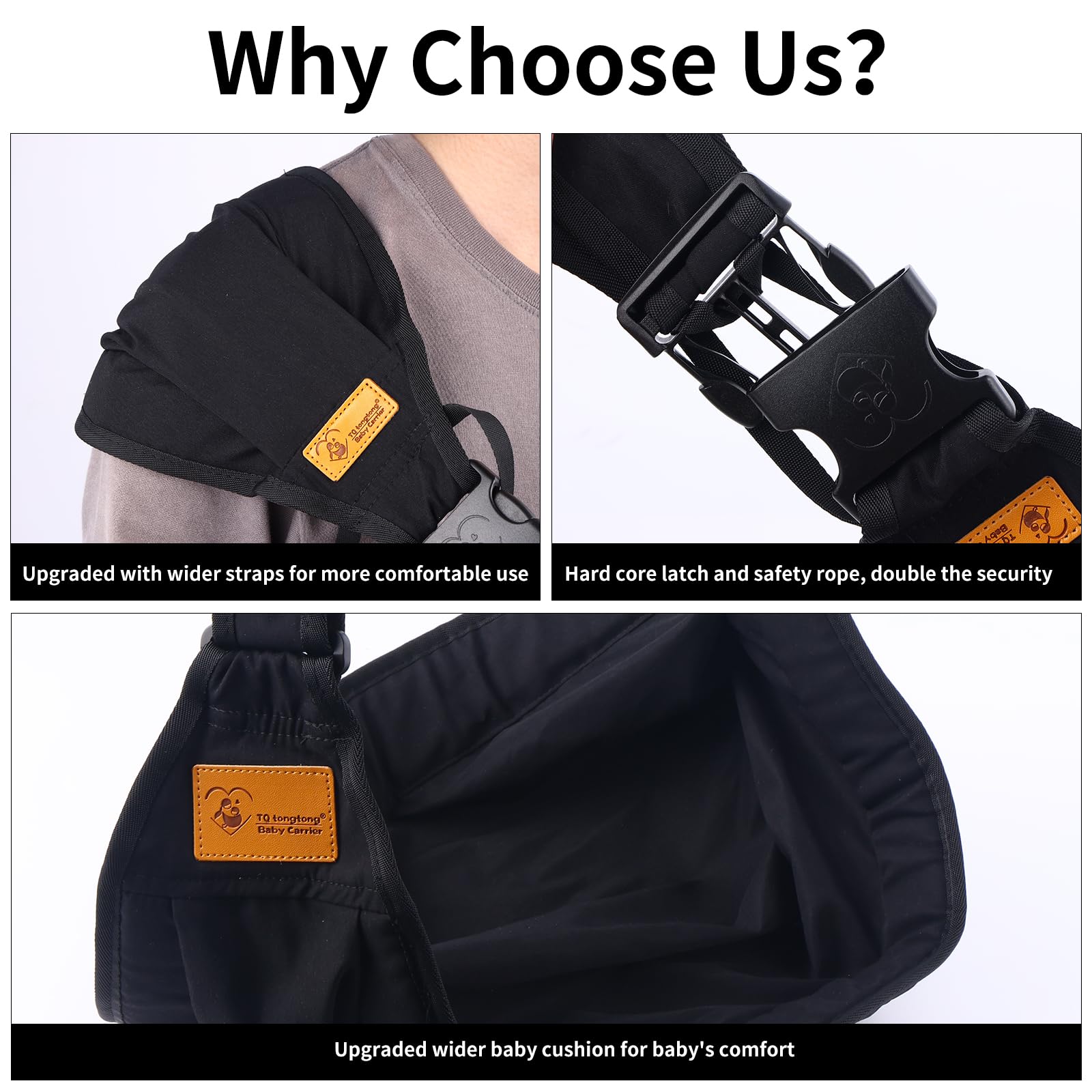 Toddler Carrier Sling Baby Carrier Newborn Baby Sling Carrier Baby Carriers from Newborn Baby Wrap Carrier Toddler Sling with Extra Wide Cozy Strap, Safety Adjustable Ergonomic Toddler Carrier — view 7