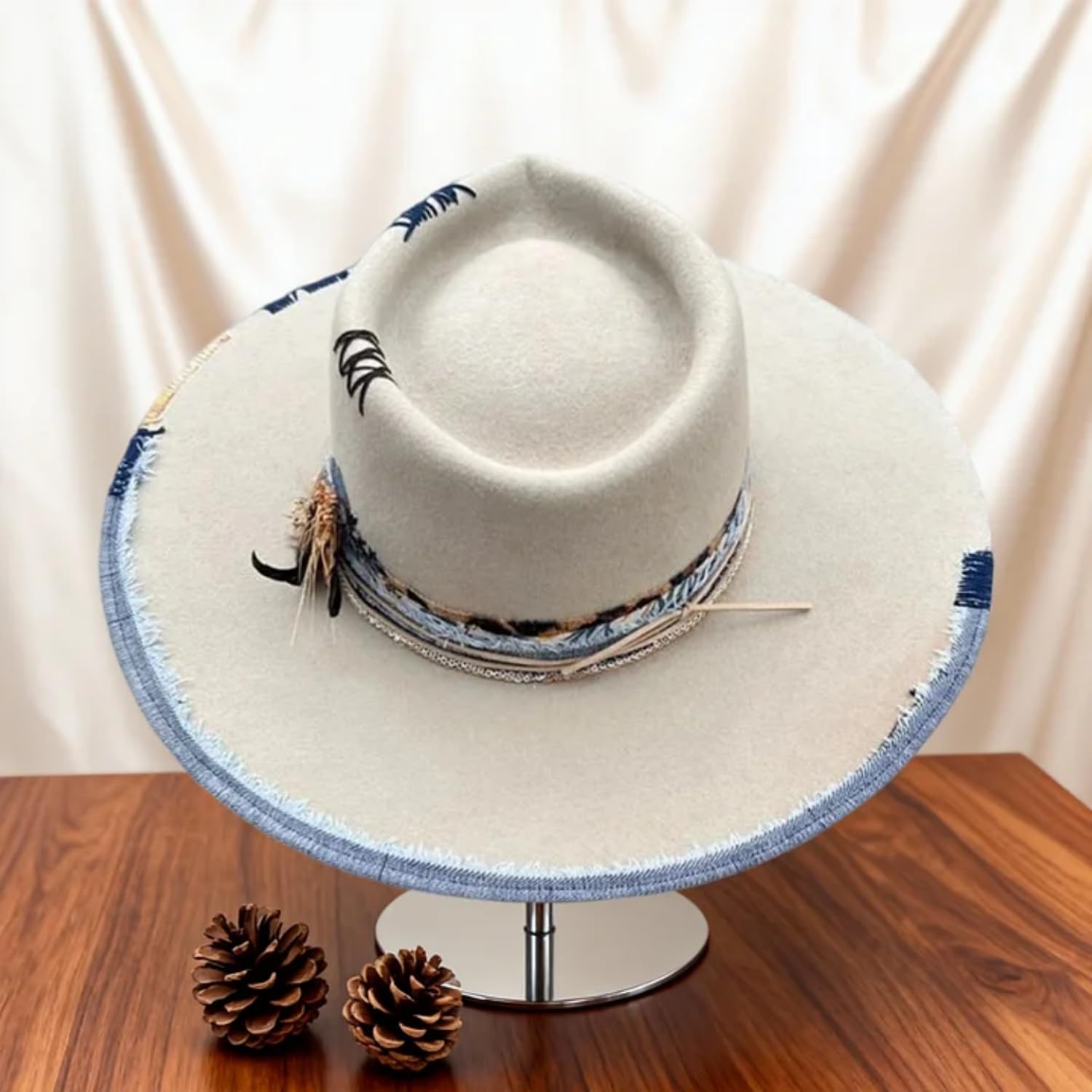 Cowboy Hat for Men Women Western Longhorn Cow Hat Classic Wide Brim Hats for Cowgirl