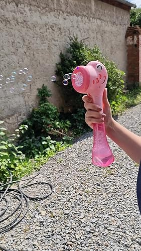 Bombble Elektrisch Bubble Stick, Dinosaurier Seifenblasenmaschine Seifenblasenstab 4000 Seifenblasen/Min mit 360ML Super Seifenblasenlösung für Outdoor/Party/Hochzeit