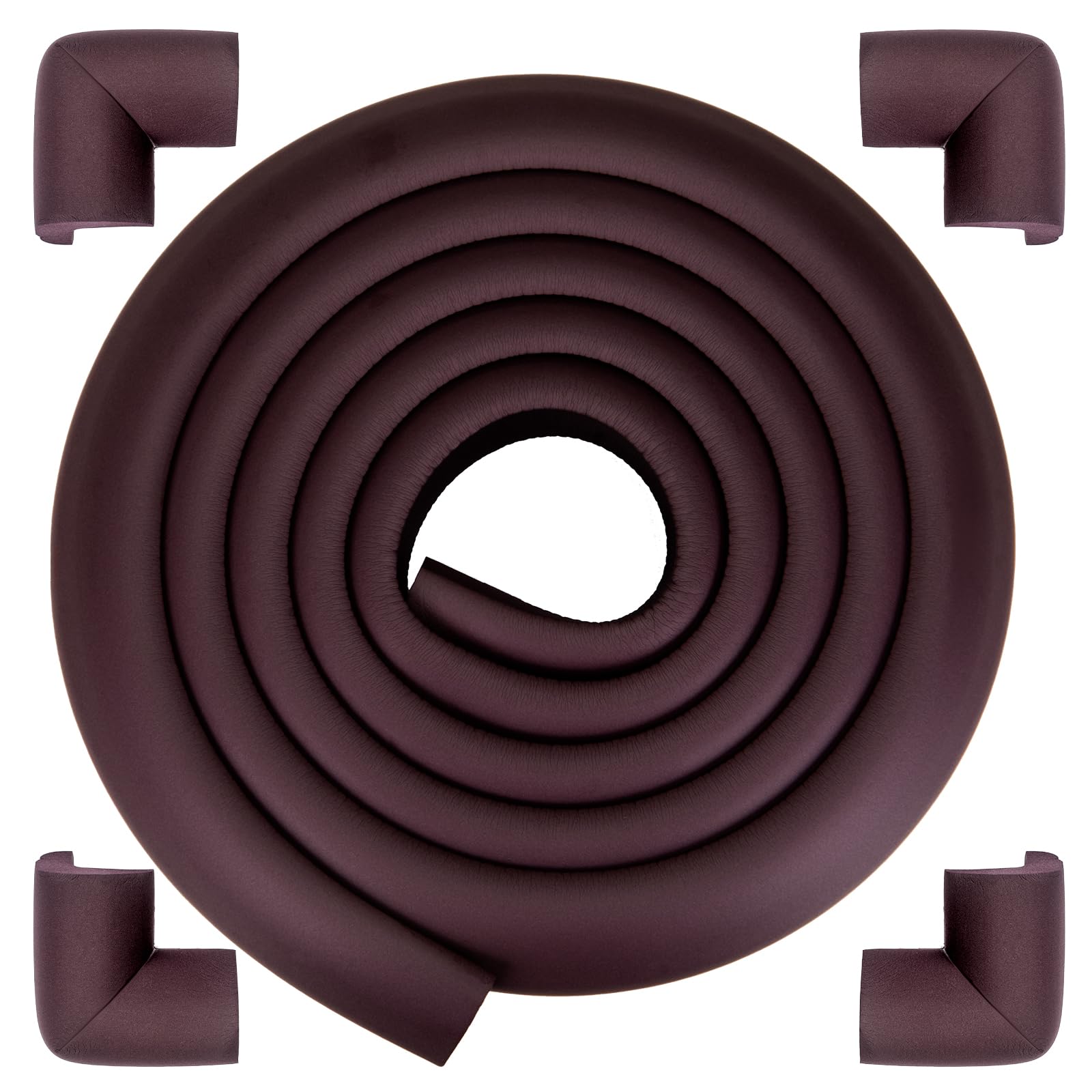 Corner Protector Baby, Baby Proofing Edge Corner Protector, Soft Foam Brown | Waterproof Foam Cushion with Adhesive Tape ,Corner Protector for Fireplace, Table, Stair, Cabinet (6.6ft Edge + 4 Corners) Brown Sponge(6.56ft + 4 Corners)