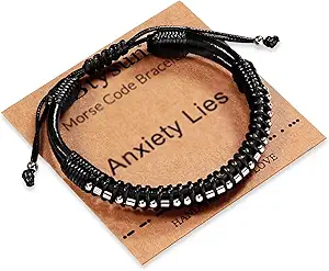 Inspirational Gifts for Men Morse Code Bracelets Mens Bracelets Graduation Gifts for Him Fathers Day Adjustable Leather Bracelet Motivational Birthday Annivesary Jewelry Stocking Stuffers for Men