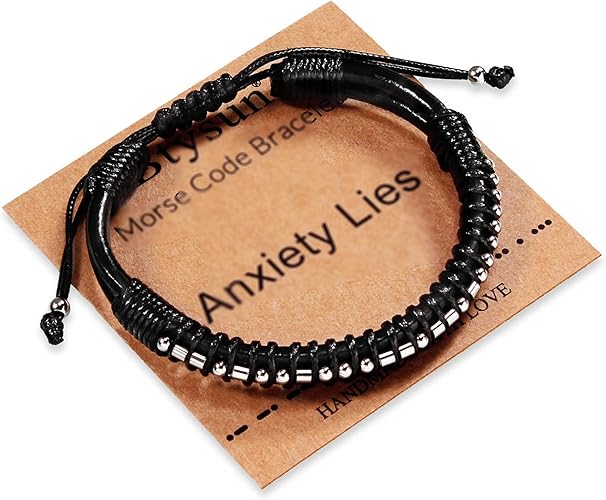 Inspirational Gifts for Men Morse Code Bracelets Mens Bracelets Graduation Gifts for Him Fathers Day Adjustable Leather Bracelet Motivational Birthday Annivesary Jewelry Stocking Stuffers for Men