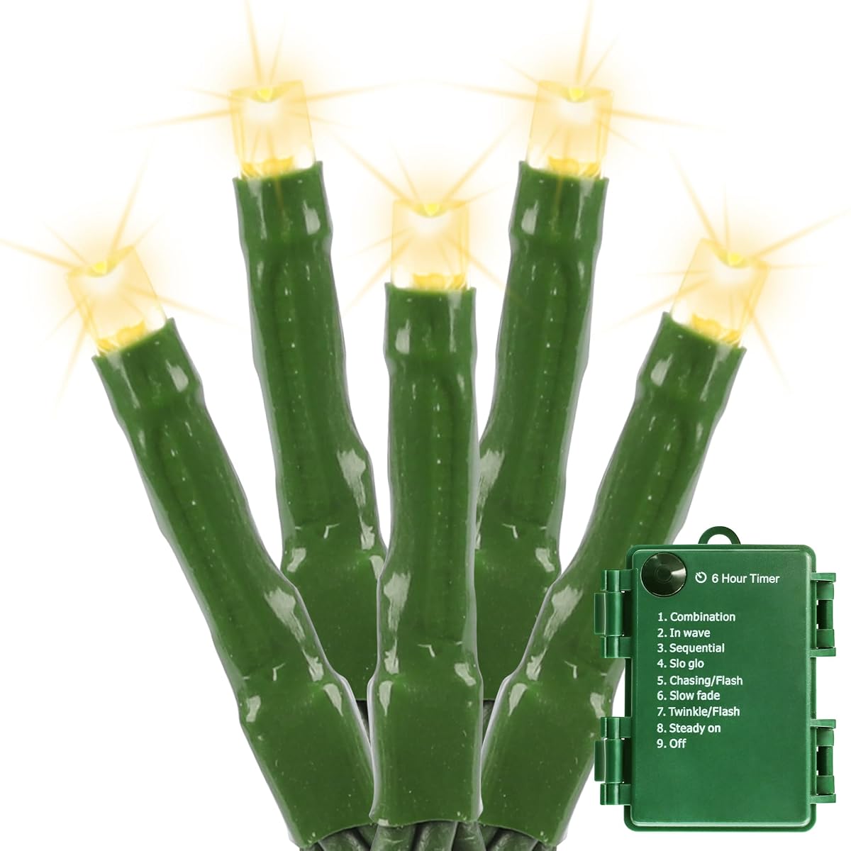 LOENDE Battery Operated Christmas Lights 33FT 100 LED Warm White, 8 Modes, Auto