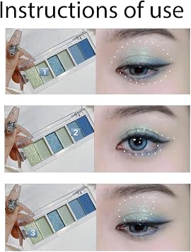 6 Colours Blue Eyeshadow | Long Lasting beauty Eye Shadow Pallets For Women | Highly Pigmented Blue,Green, and Navy Shades with Glitter Finish