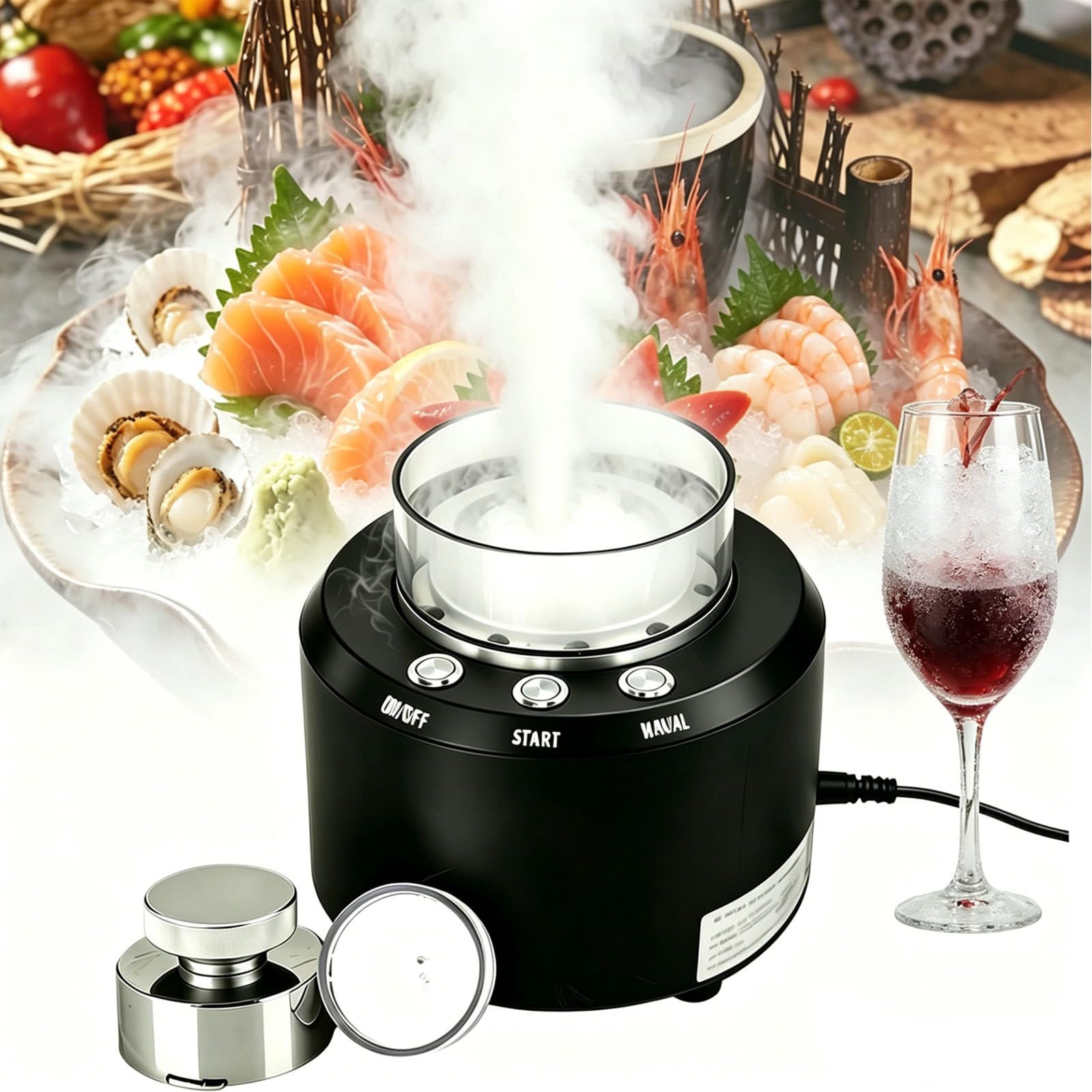 Trockeneis Maschine & Schneller Glaskühle 2-in-1 – Trockeneis Block Maker (12–15s) & -40°c Sofort Glas-Kühler (8–12s) | Für Cocktails, Rauch-Effekte, Bar, Restaurant & Zuhause
