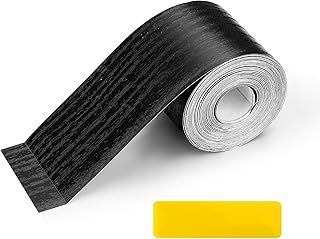Black Wood Grain Wallpaper Border, Waterproof PVC Mirror Frame Peel and Stick, Self Adhesive Removable Mirror Trim Border for Bathroom Bedroom Skirting (2 * 393 in)