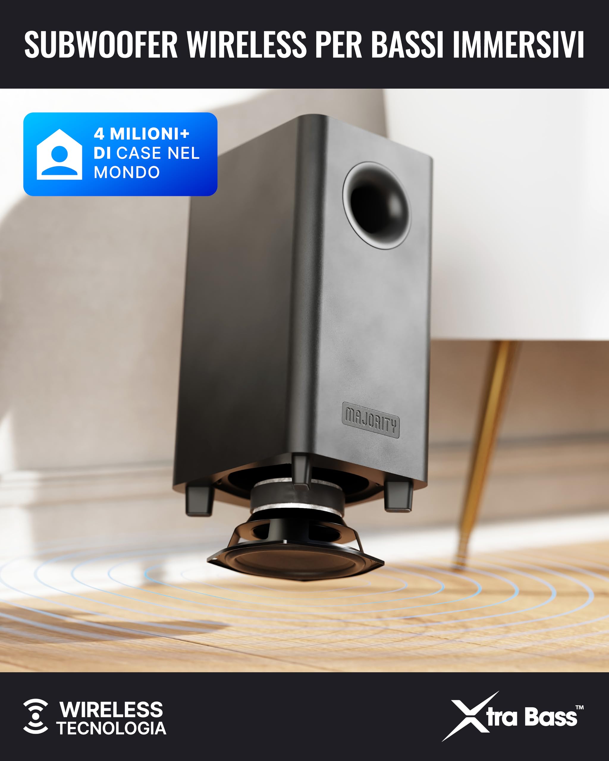 Majority Bowfell Halo Atmos Soundbar TV | 300W Home Theater Casse per TV con Subwoofer Wireless e Altoparlanti Satellitari | 5.1 Dolby Atmos Surround Impianto Audio HDMI eARC | Sound Bar PC Bluetooth