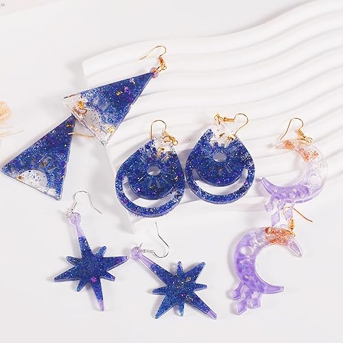 Miniatura 2 de Moldes de silicona de resina para pendientes, eclipse solar, sol, luna, estrellas, moldes de fundición, herramientas para hacer joyas para