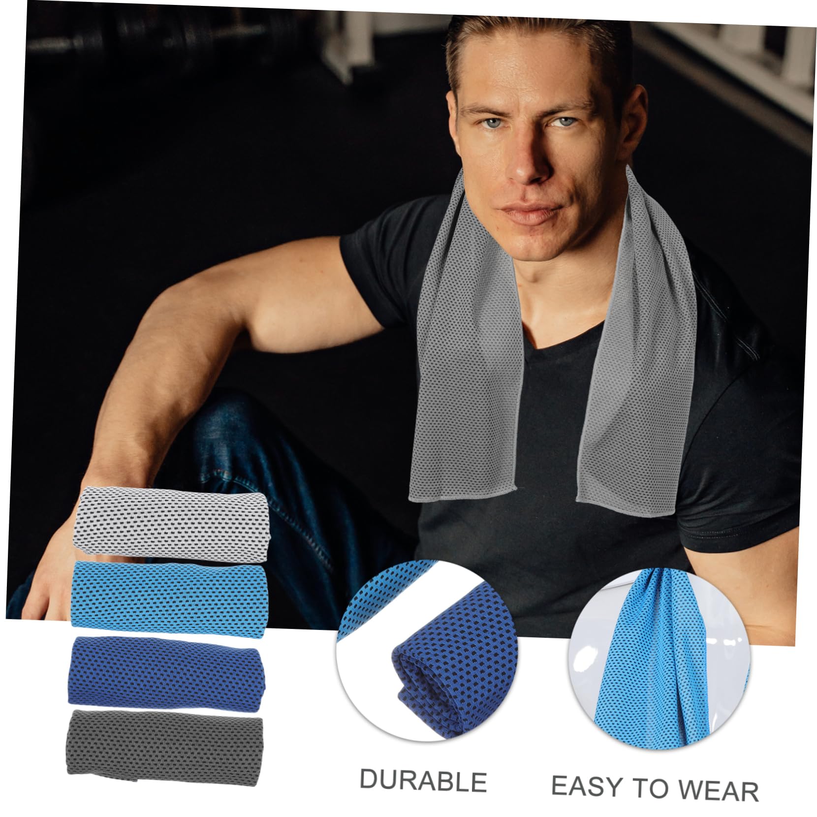 Abaodam 4Pcs Quick Drying Cooling Towels Breathable Chilly Face Towels for Sports Outdoor Activities Lightweight Dark